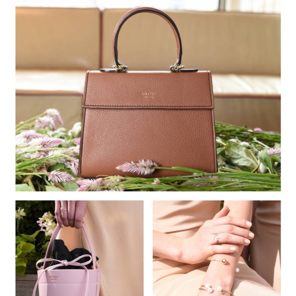 Mateo New York Elegant Brown and Pink Satchel - Picture 1 of 10